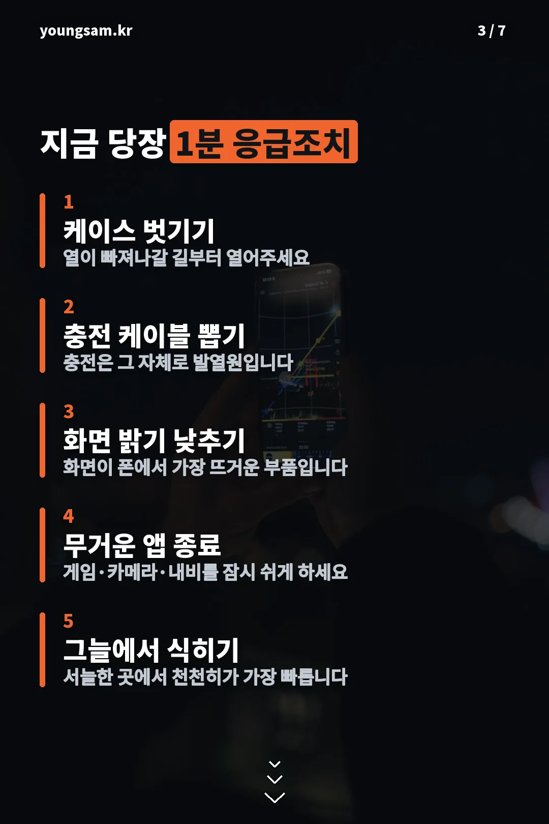 스마트폰 발열 1분 응급조치 5가지 카드