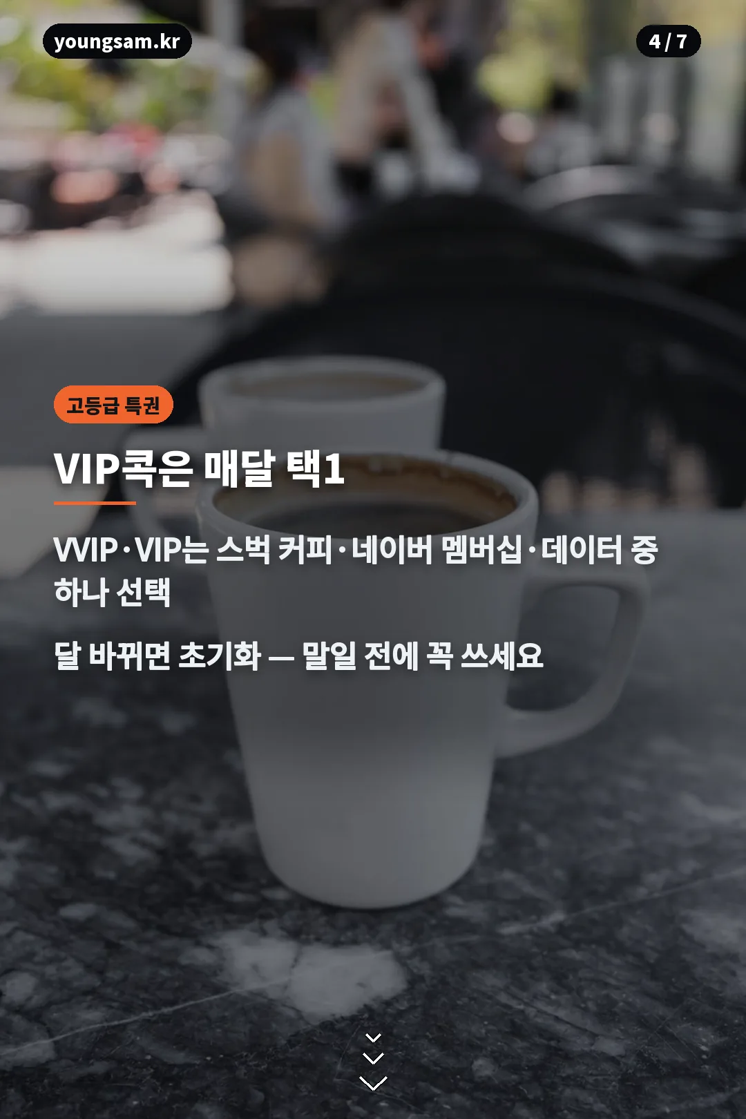 VIP콕 매달 택1 혜택 카드
