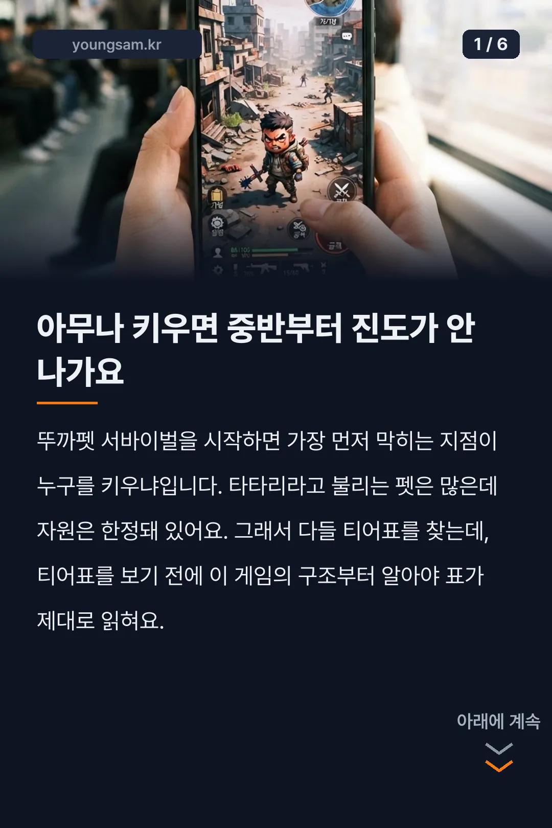 뚜까펫 서바이벌 티어표 카드뉴스 1