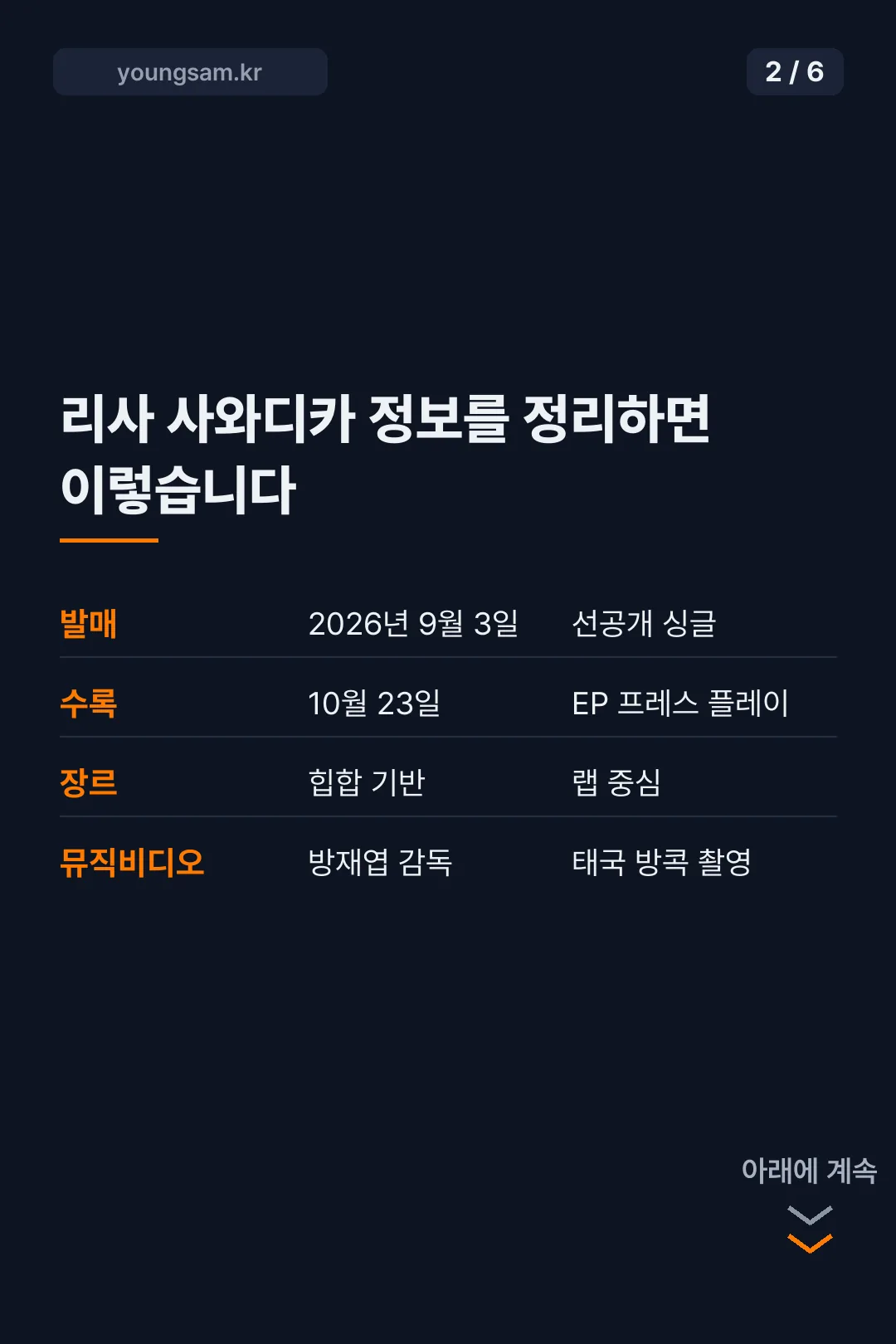 리사 사와디카 신곡 카드뉴스 2