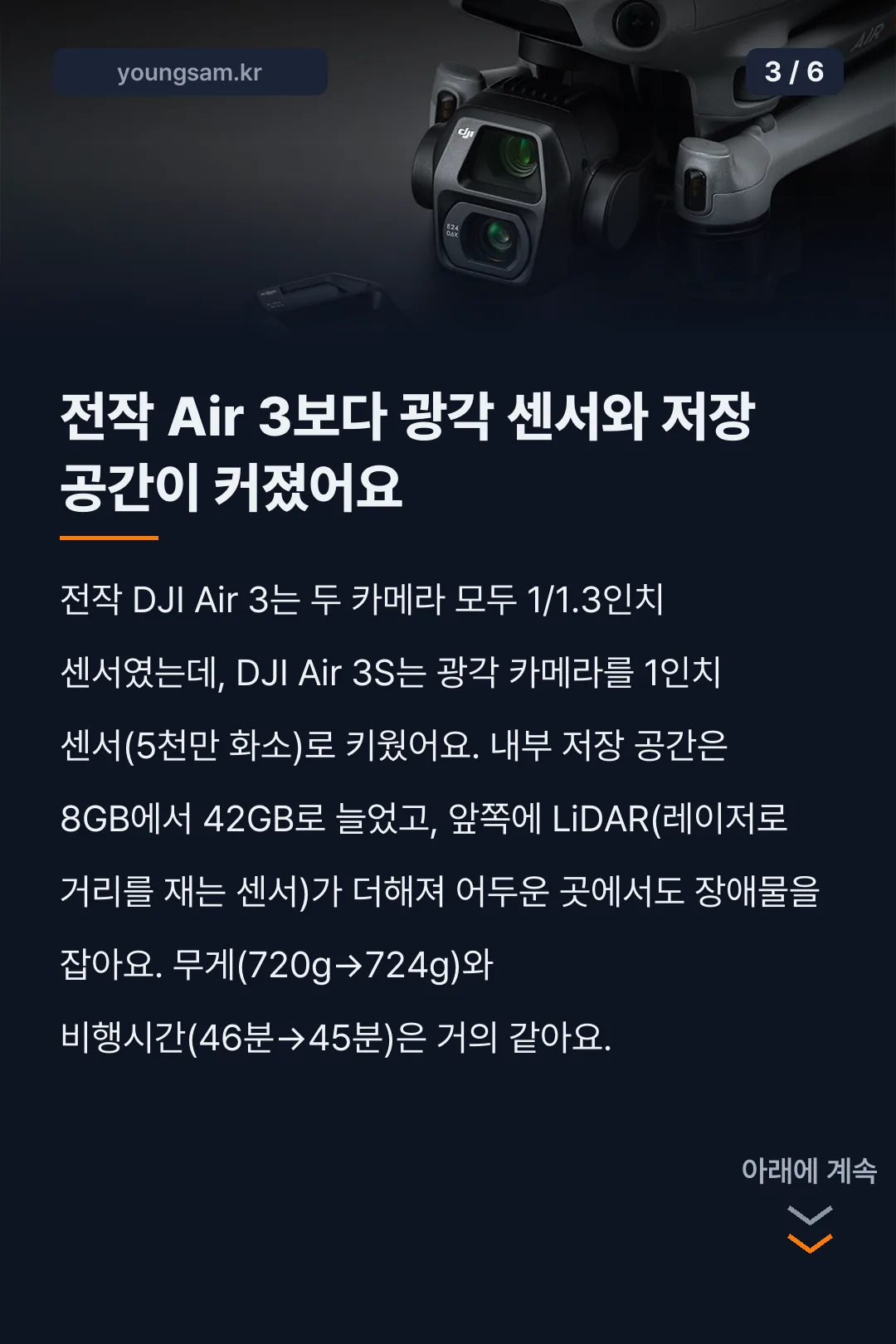DJI Air 3S 사양 가격 비행 규정 카드뉴스 3